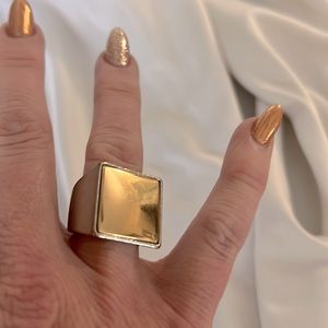 Gold and silver tone square ring